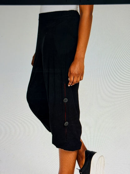 Red Coral Split Button Capri Pants