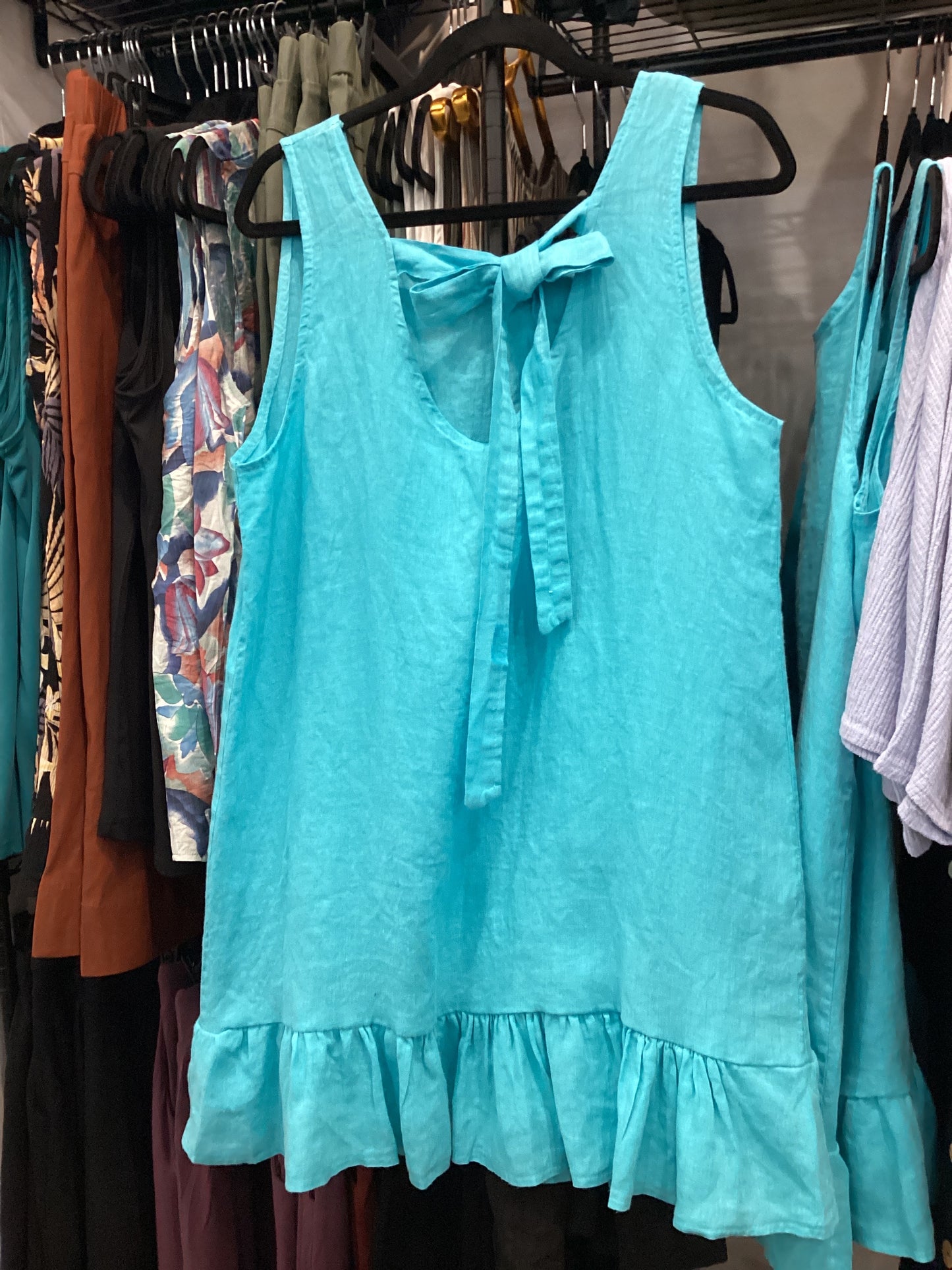 Me & Gee Flirty Linen Dress with Tie back