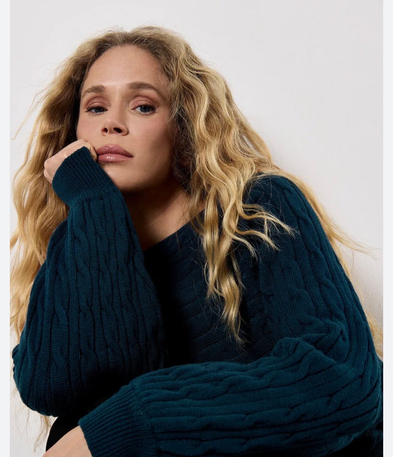 Apricot Aran Batwing Knit Sweater