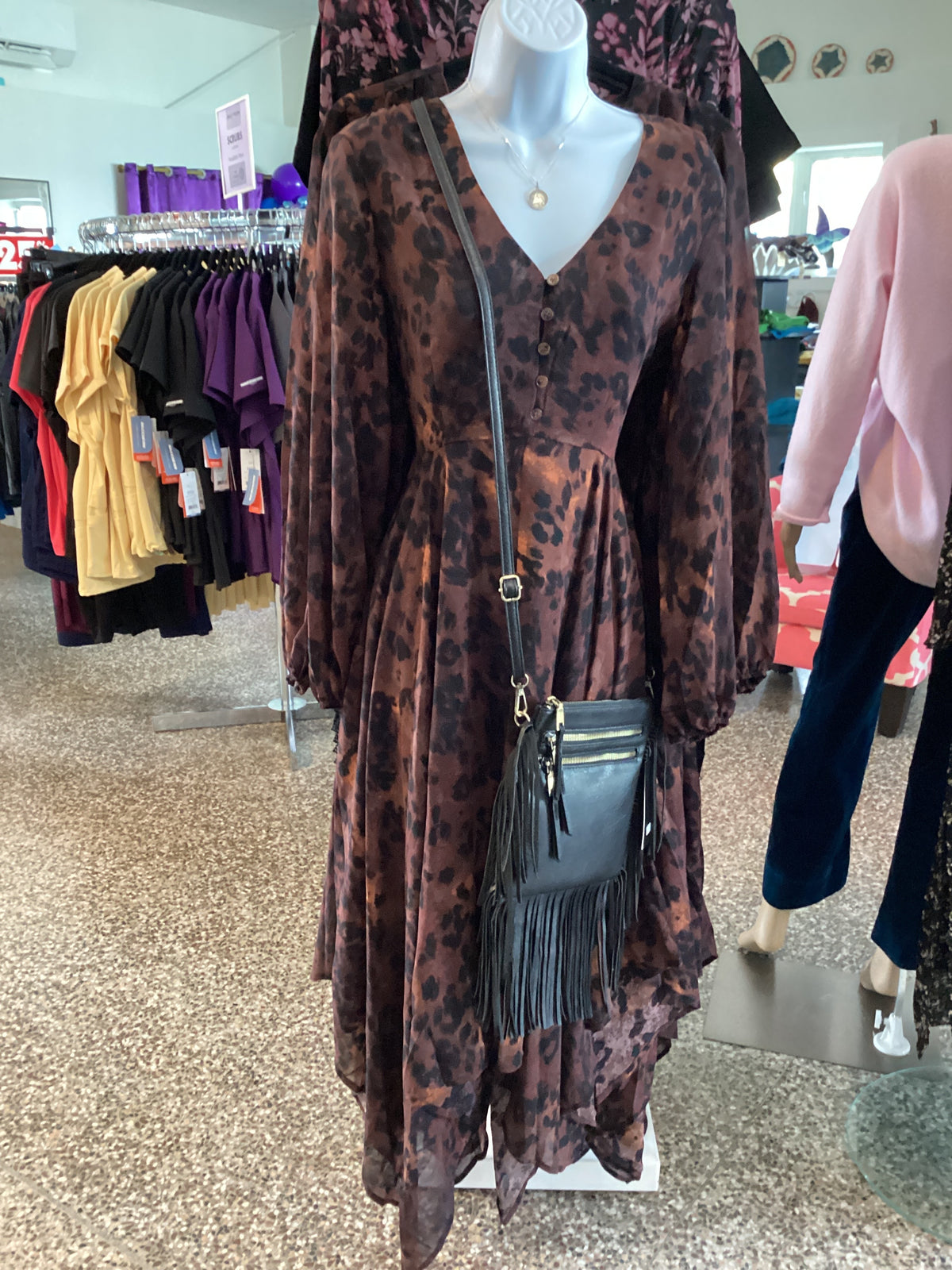 Apricot Leopard Hanky Hem Dress