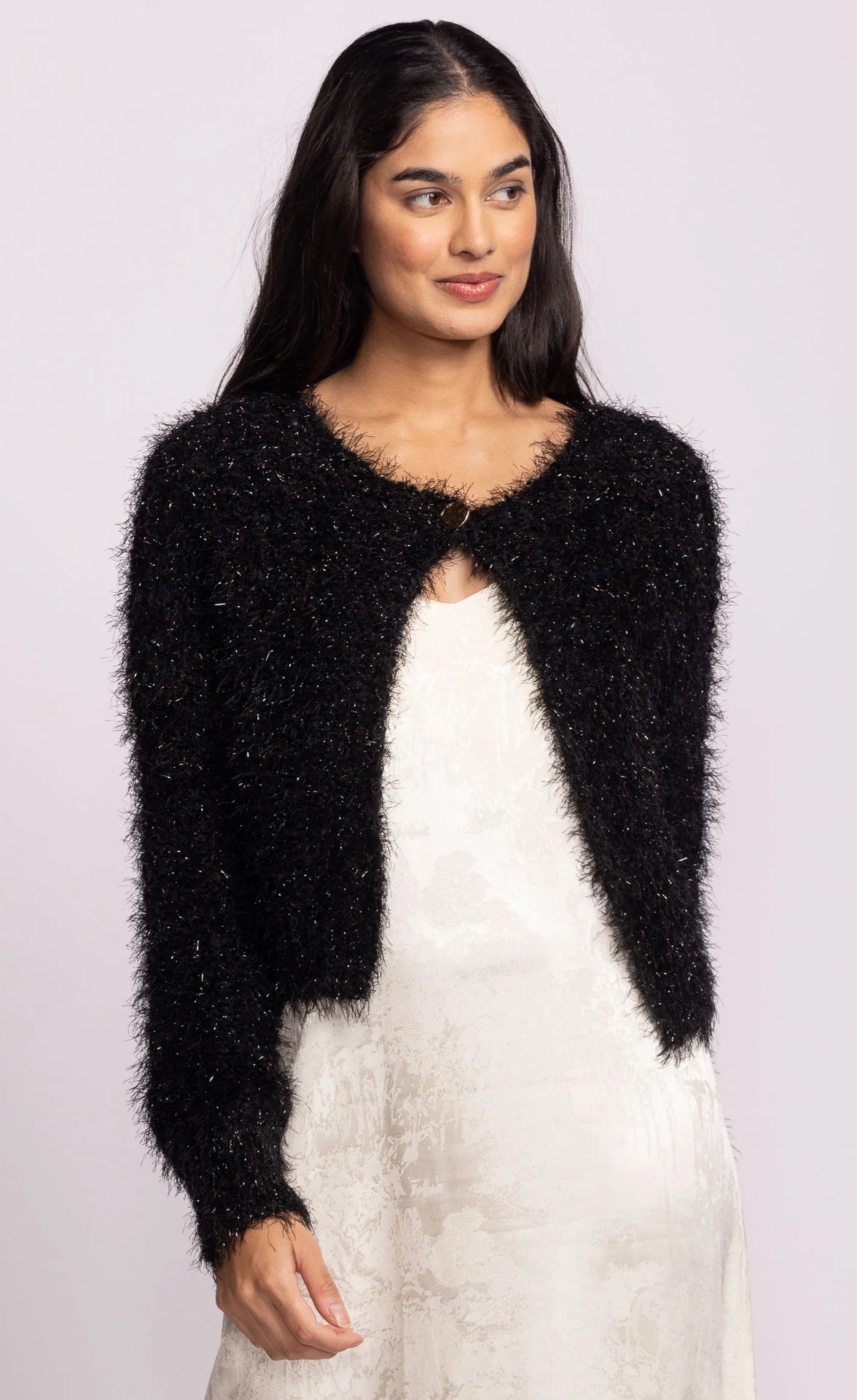 Pink martini Lucca shimmer cardigan gold button