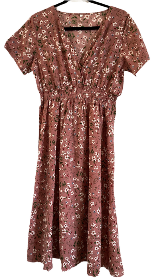 DB unique styles powder pink floral dress