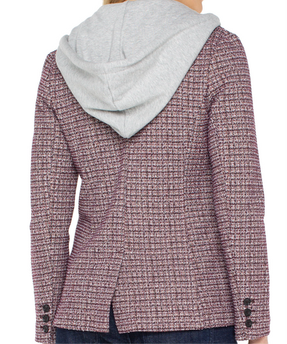 Liverpool Boyfriend Wine Multi Blazer with detachable hoodie