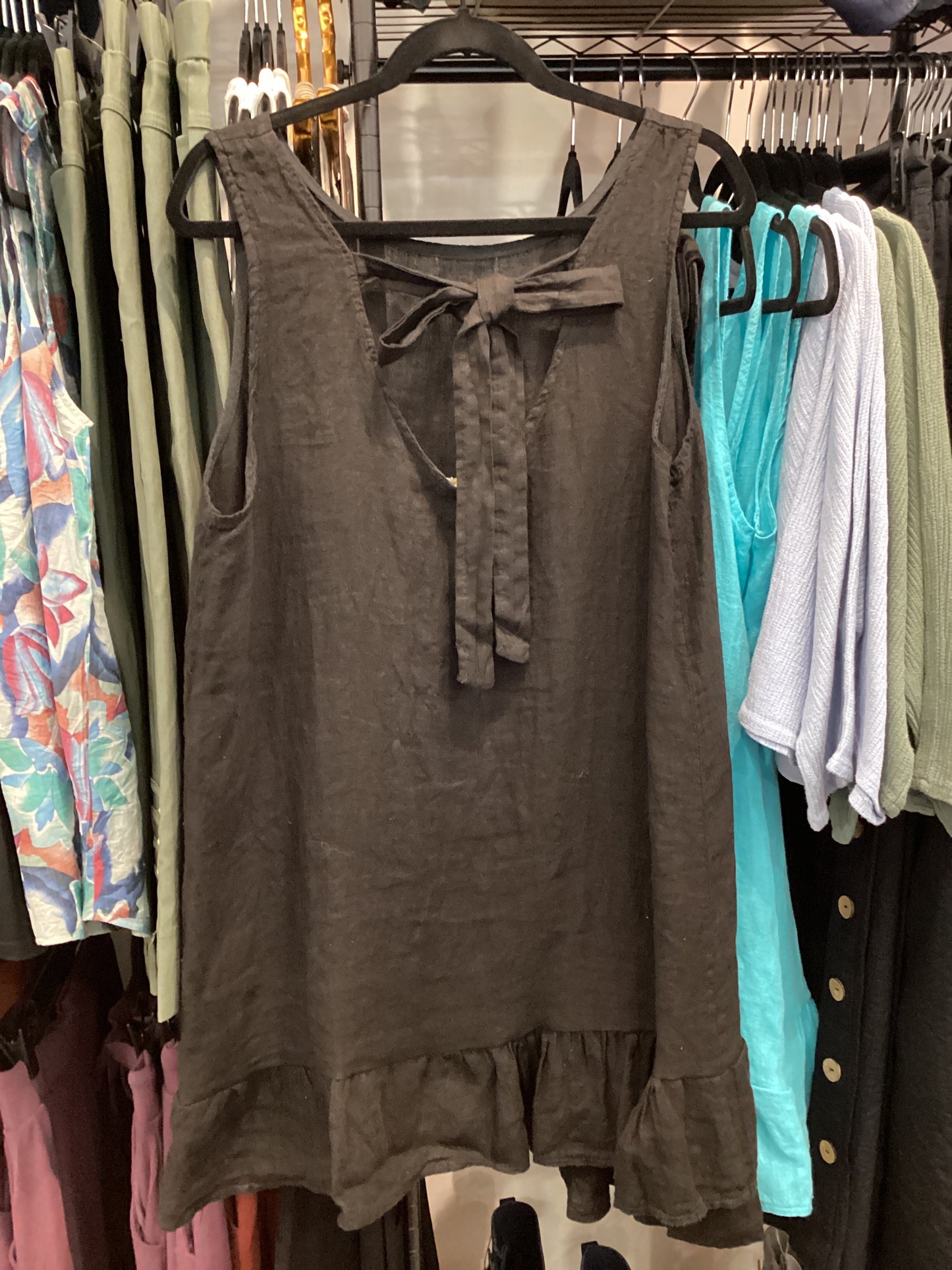 Me & Gee Flirty Linen Dress with Tie back