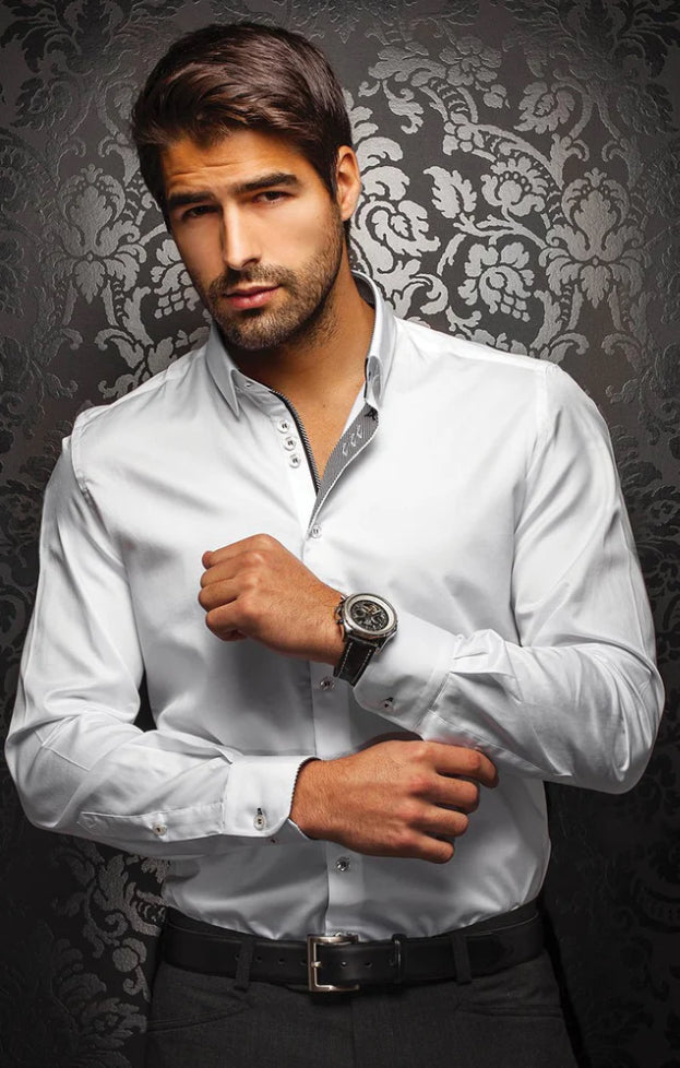 Au Noir Ferre Cotton Dress Shirt white