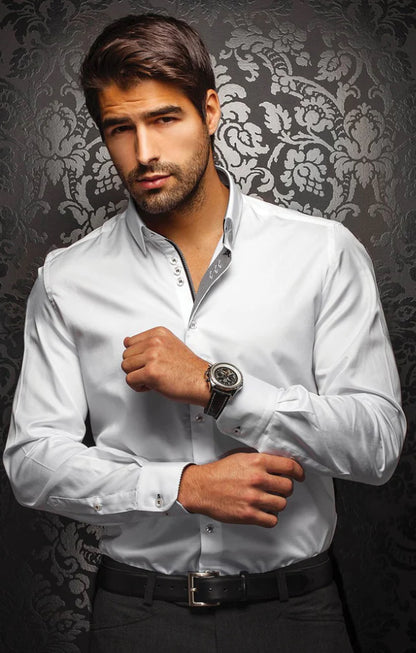 Au Noir Ferre Cotton Dress Shirt white