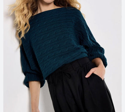 Apricot Aran Batwing Knit Sweater