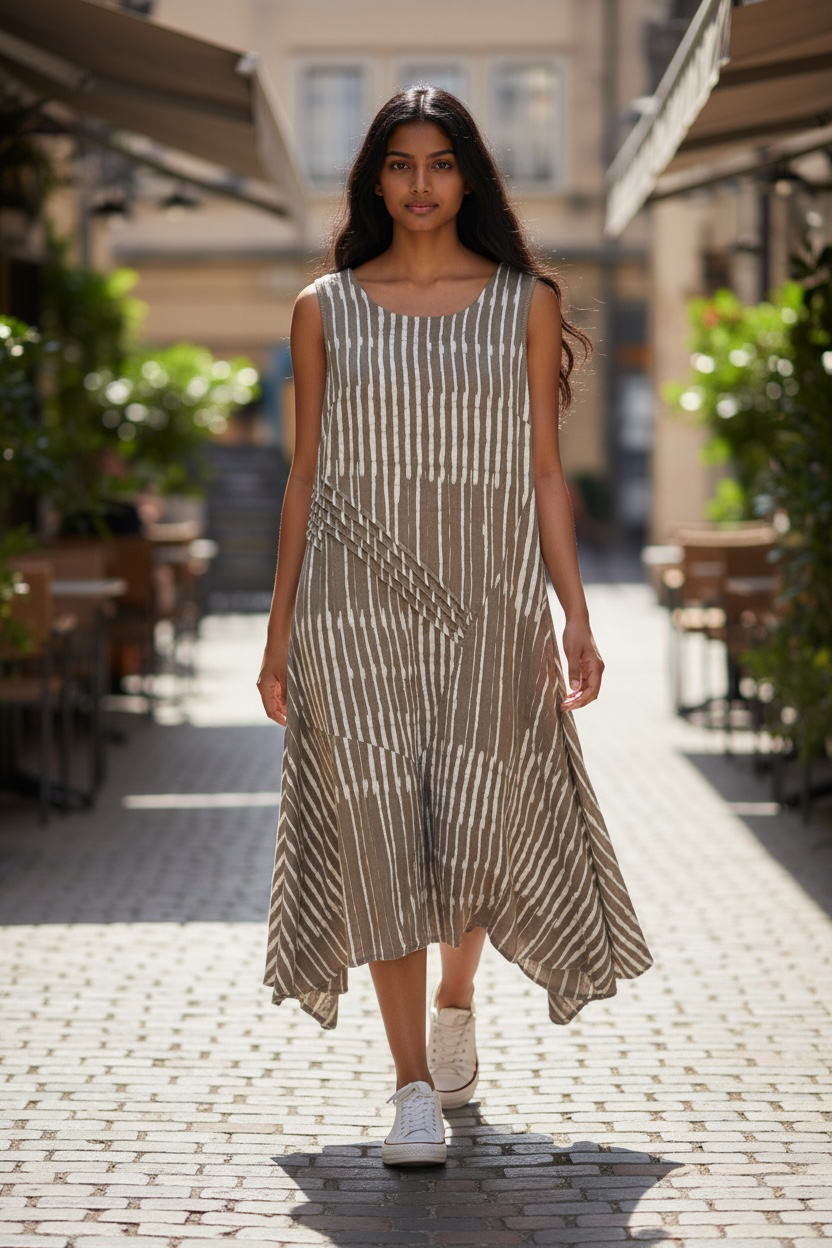 Sorella Papa Linen Abstract Dress