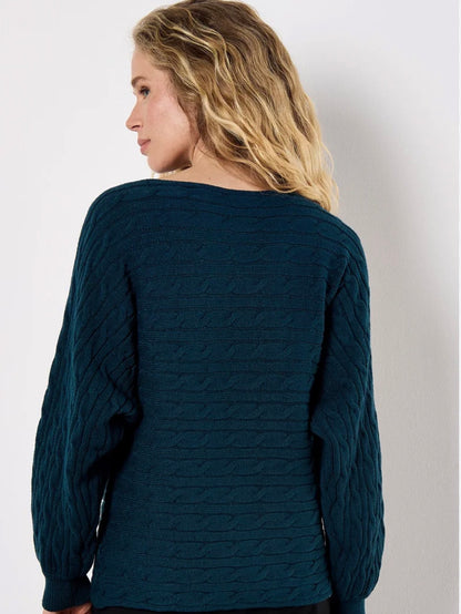 Apricot Aran Batwing Knit Sweater