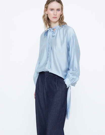 Wild Pony Light Blue Blouse with Tie