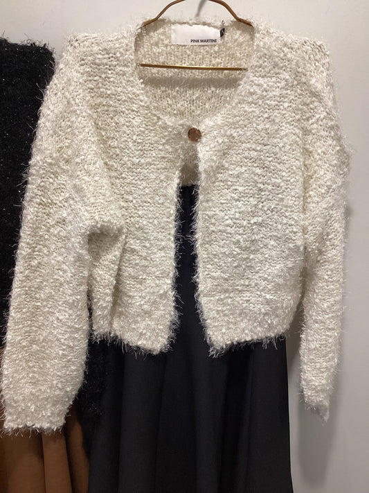 Pink martini Lucca shimmer cardigan gold button