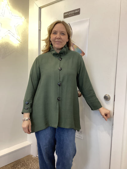 Red Coral ruffle collar blouse olive