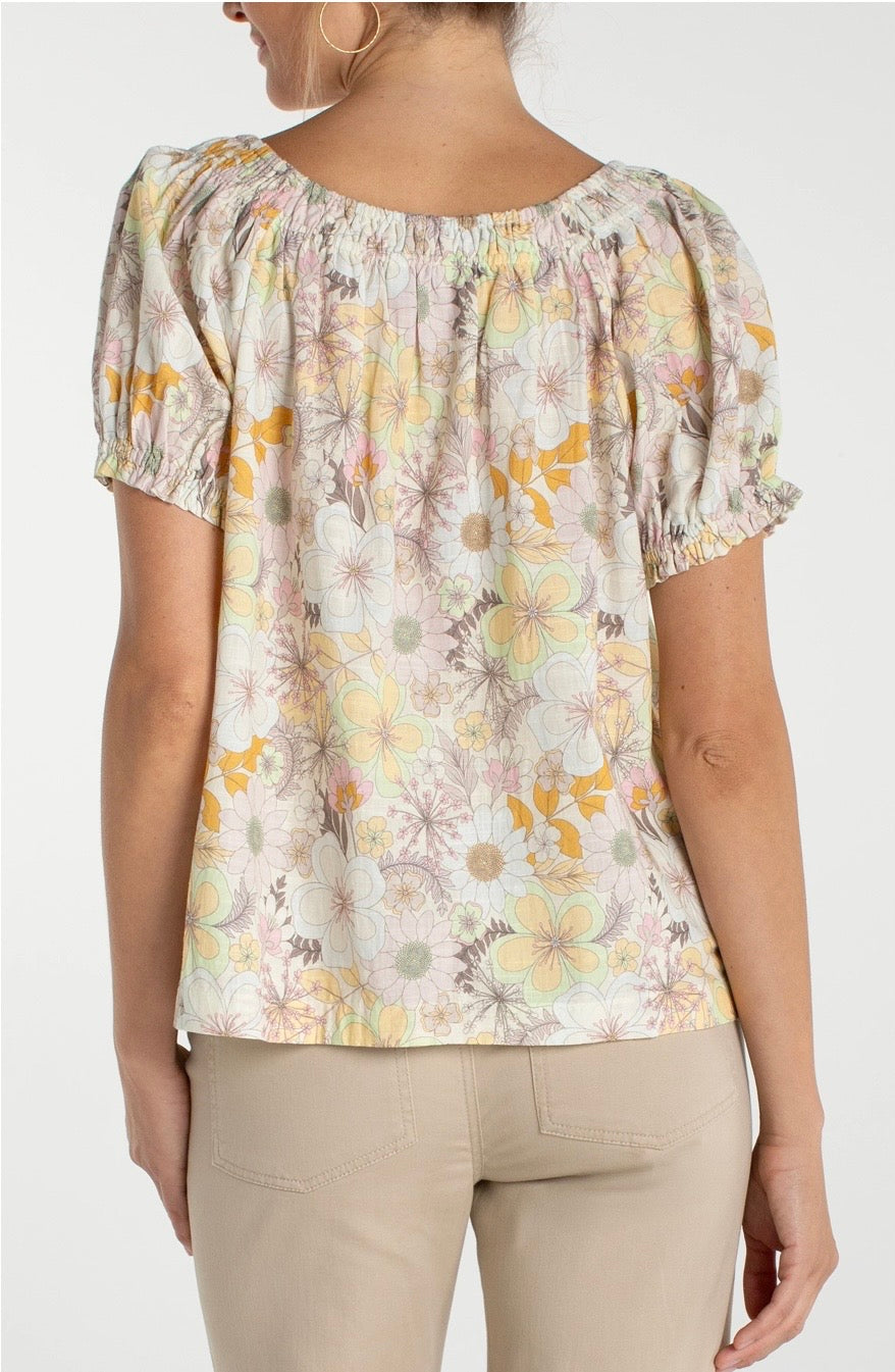 Liverpool Short Sleeve Tie-Neck Top
