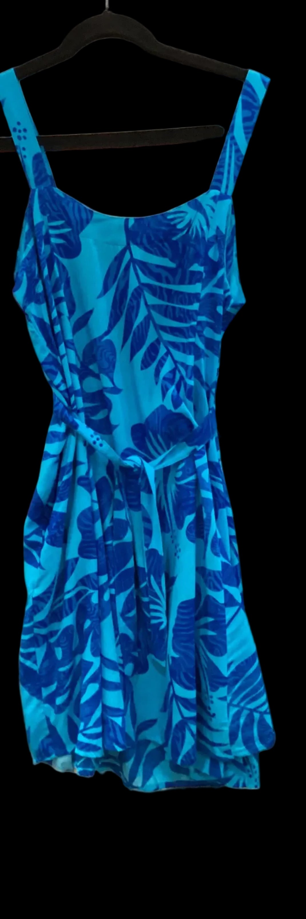 Papa turquoise floral sleeveless dress waist tie