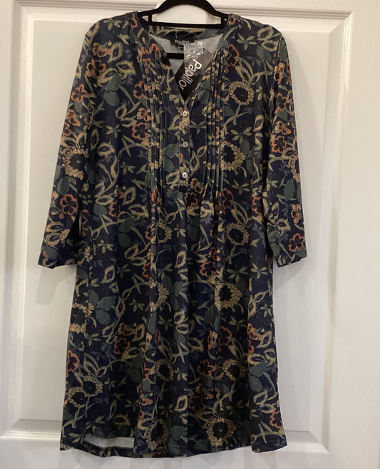Papillon Navy Pintuck Floral Tunic