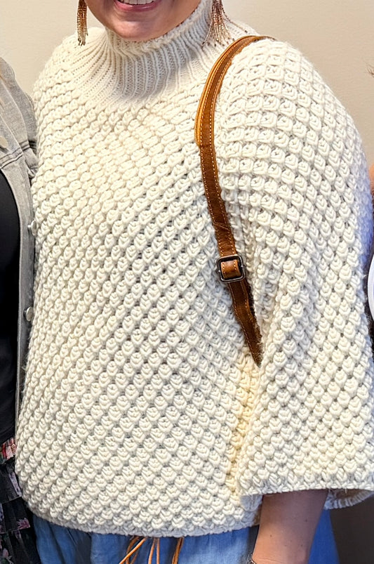 Made in Italy wool blend three-quarter sleeve sweater