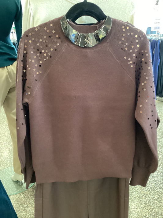 Apricot Sequin Raglan Sweater