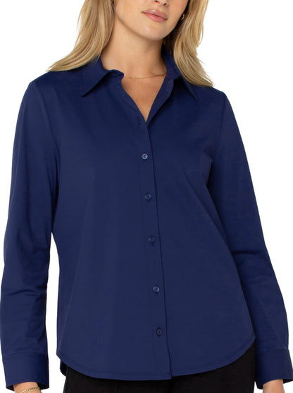 Liverpool Button Blouse/Shirt Navy ink