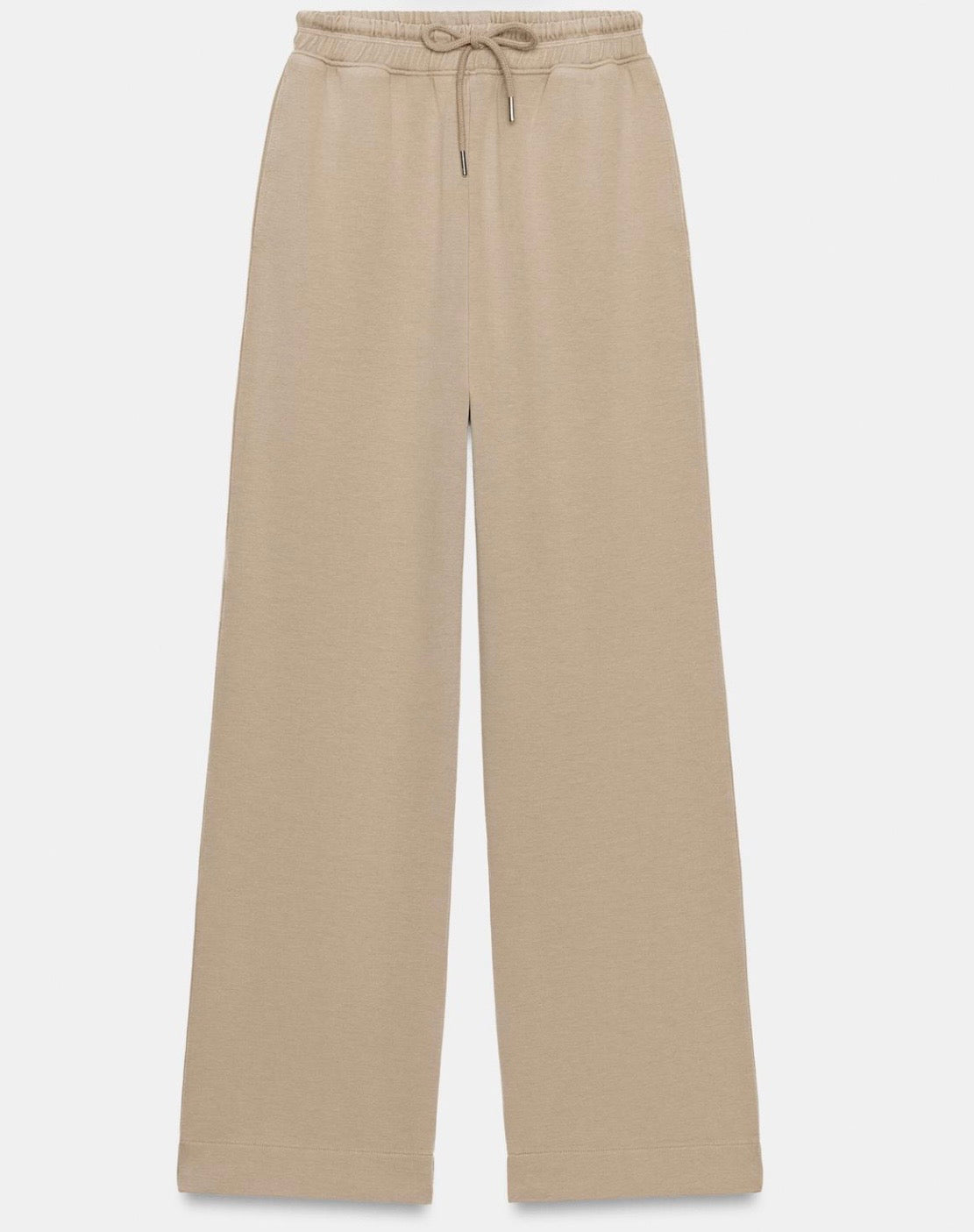 Zenana Washed French Terry Palazza Long Pants With Pockets