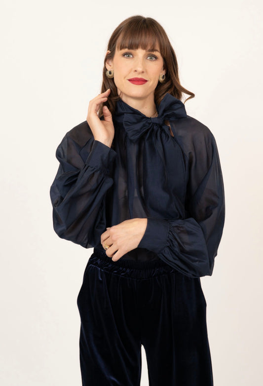 Me & Gee Navy Bow Blouse