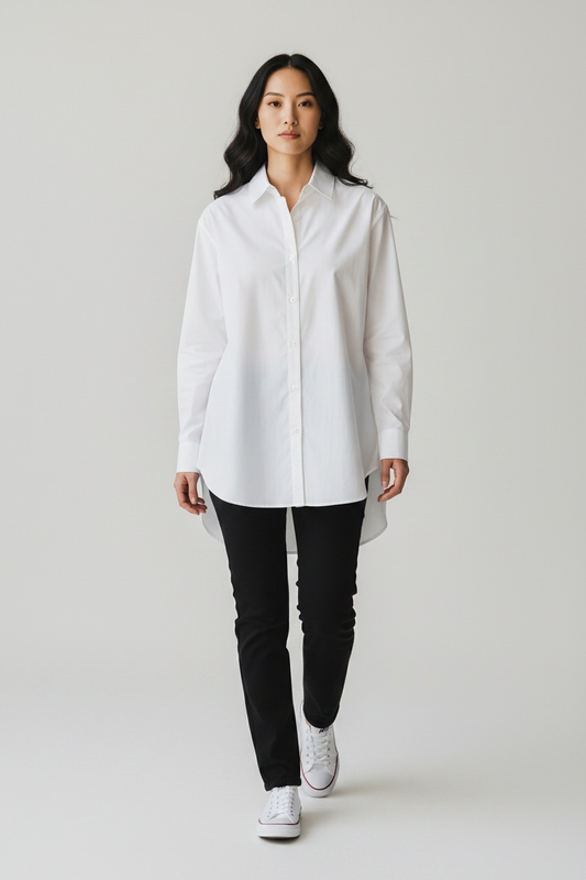 Soya Concept Netti Soft Cotton blend oversize White Shirt