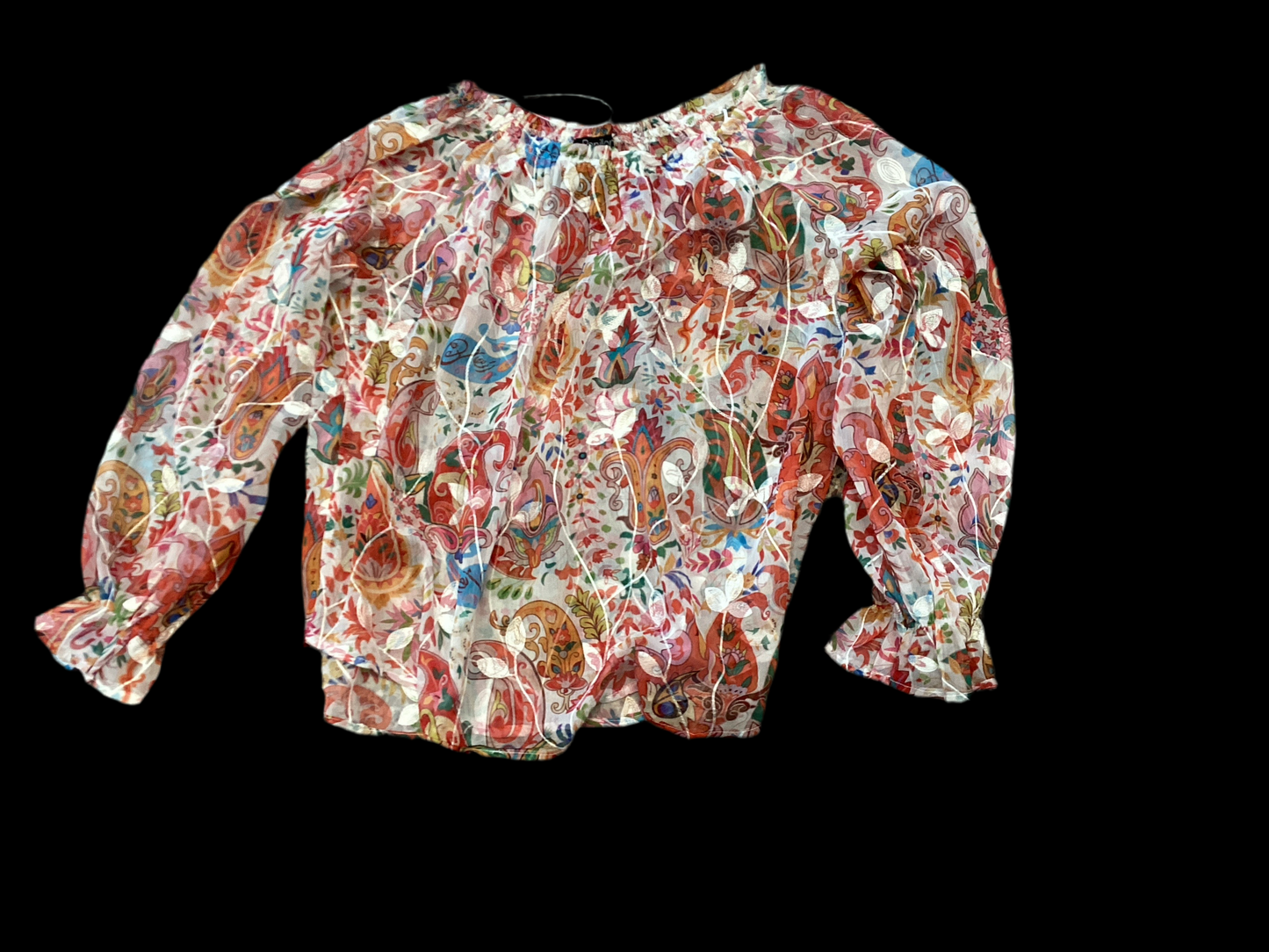 Papillon Floral Embroidered Sheer Blouse