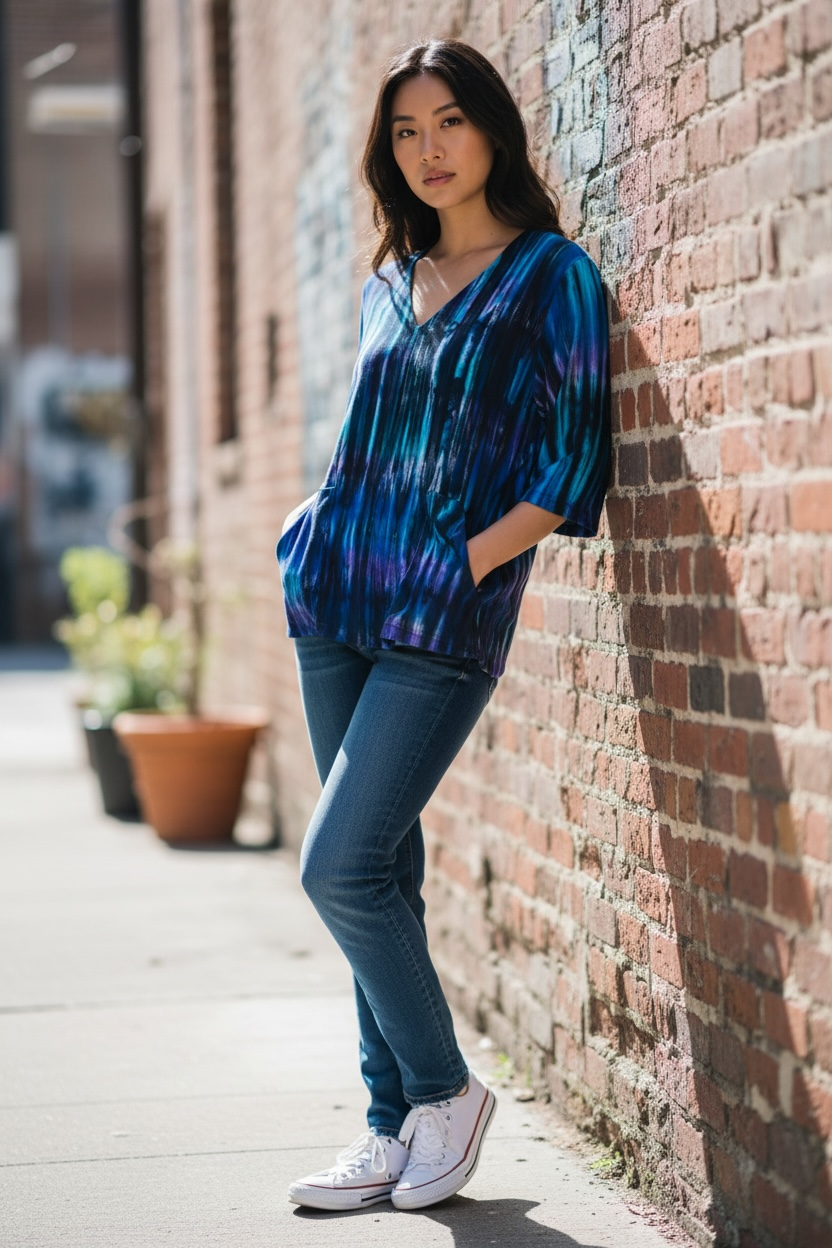 Papa Purple blouse with pockets and arm tie
