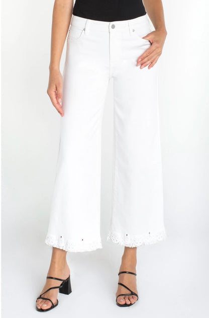 Liverpool The Stride Wide Leg Crop With Embroidered Hem