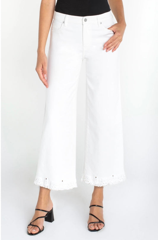 Liverpool The Stride Wide Leg Crop With Embroidered Hem