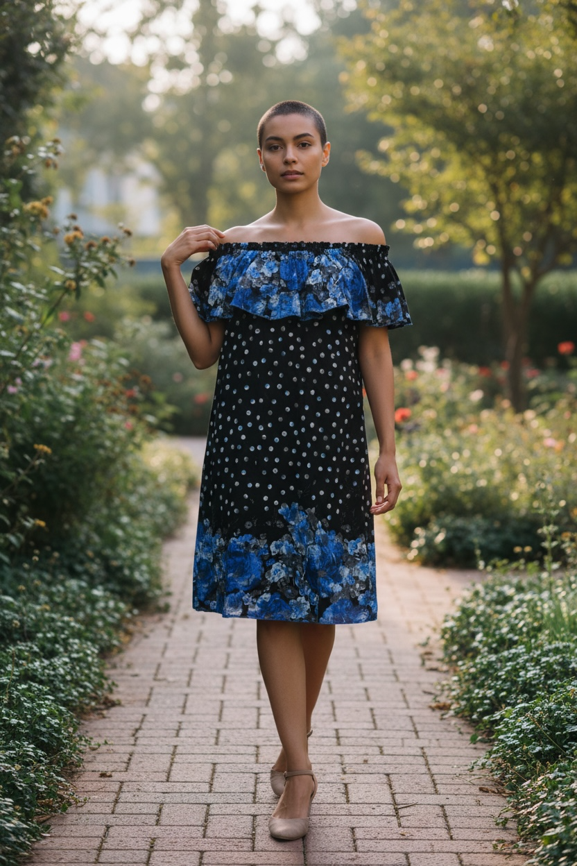 Papa Royal/Black Petite Summer Dress polka dots