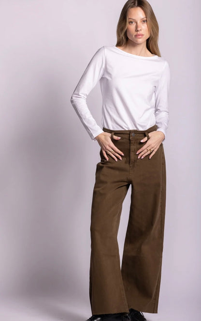 Pink Martini Mallory Brown Denim Pants