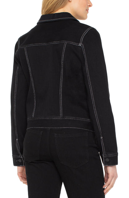 Liverpool Utility Black Jacket with Contrast Stitch