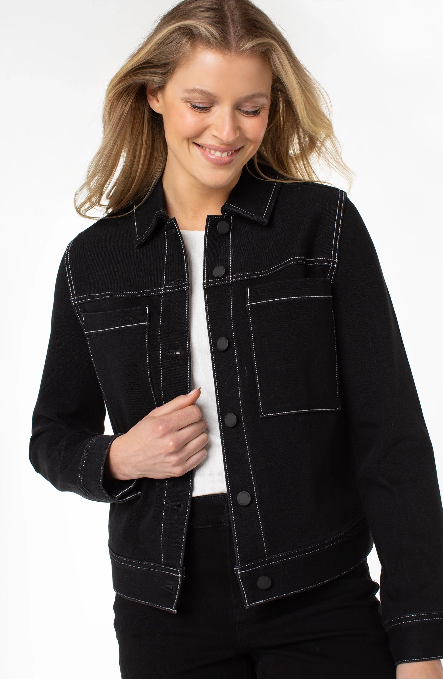 Liverpool Utility Black Jacket with Contrast Stitch