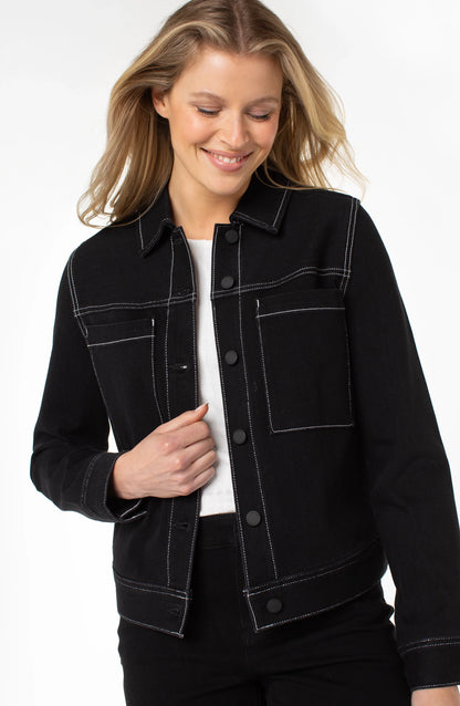Liverpool Utility Black Jacket with Contrast Stitch