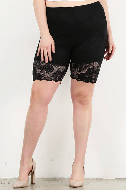 Lace Biker Plus Size Short - 17087-P