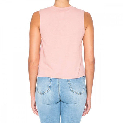 HIGH LOW HEM ROUND NECK CROP MUSCLE SLEEVELESS TANK TOP