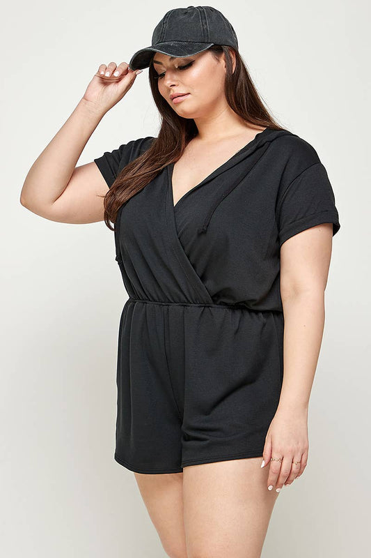 Haute fox French Terry Hoodie Plus Size Romper