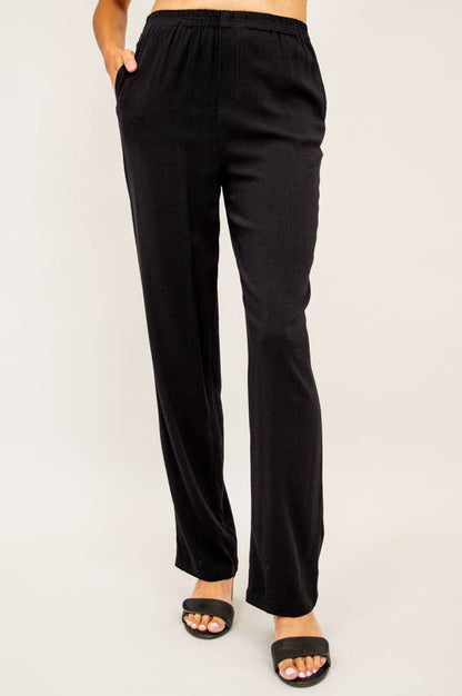 Blue sky Bella Pant, Black, Linen Bamboo