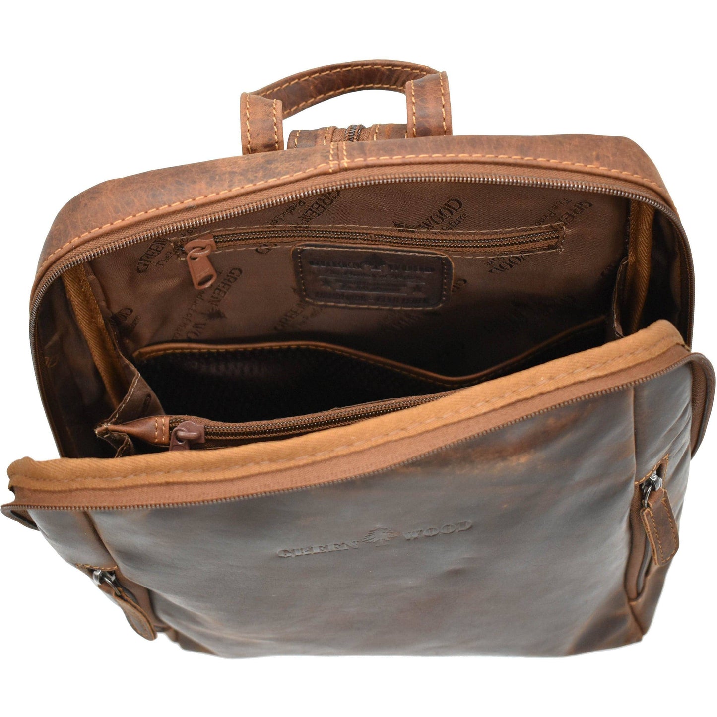 Green wood Leather Backpack Anna GW193042