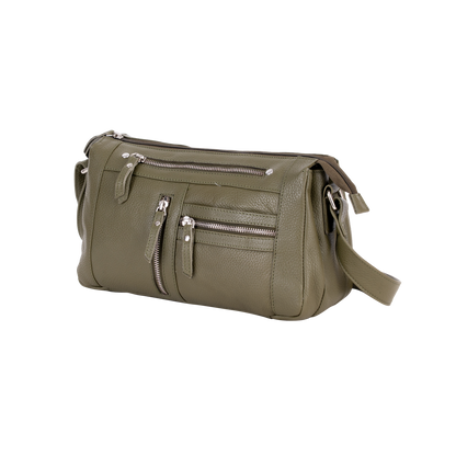 Green Wood  Leather Crossbody Bag – Stylish, Functional & Time