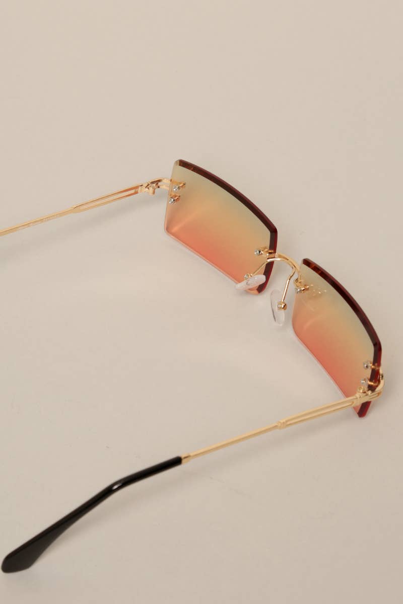 Unisex Rimless Tinted Lens Square Sunglasses