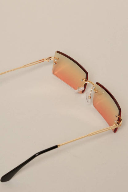 Unisex Rimless Tinted Lens Square Sunglasses