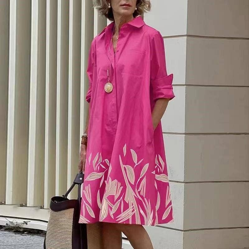Simple And Elegant 2 Tone Long Sleeve Midi Dress