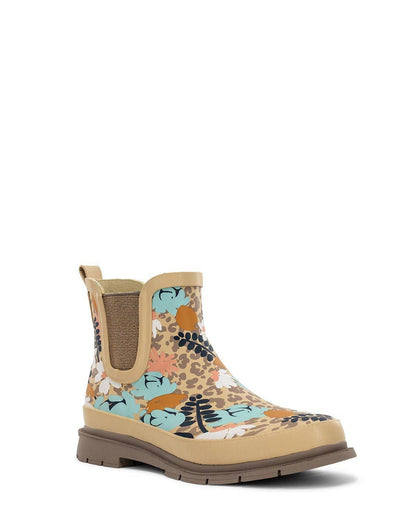 Western  hide rain boot Women's Leopard Floral Chelsea Rain Boot - Taupe
