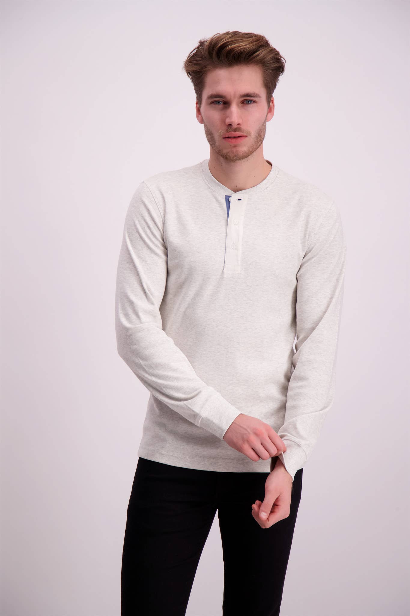 Lindbergh Ribbed Henley long sleeve