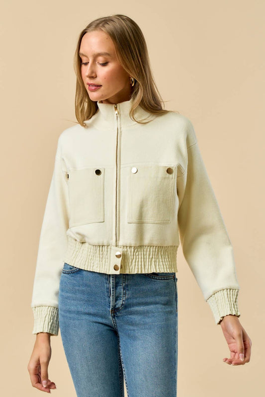 Lalavon Mock Neck Zip-UP Jacket