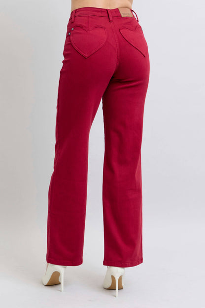 Heart Shaped Back Pockets High Waisted 90's Straight