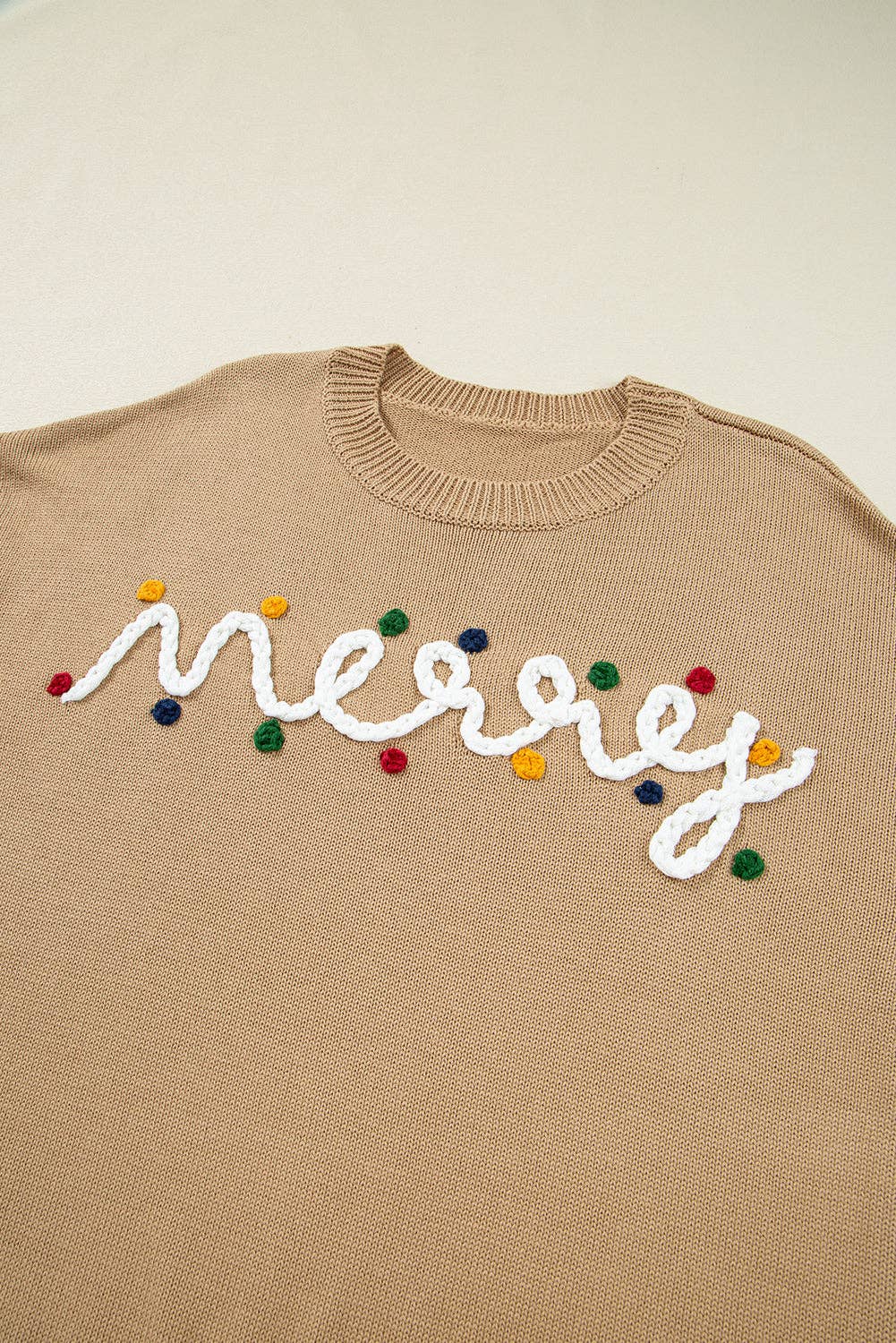 Merry Christmas Dolman Sleeve Sweater with Colorful Dots