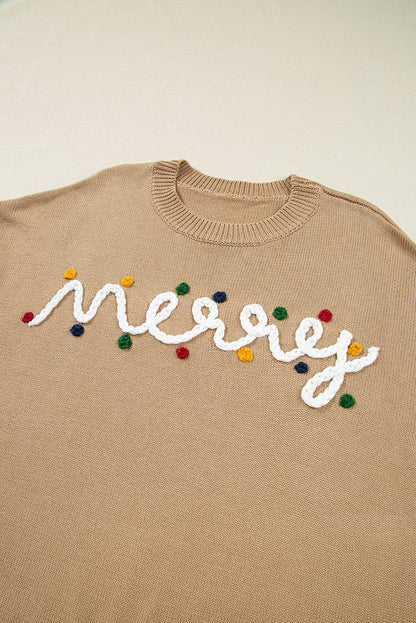 Merry Christmas Dolman Sleeve Sweater with Colorful Dots