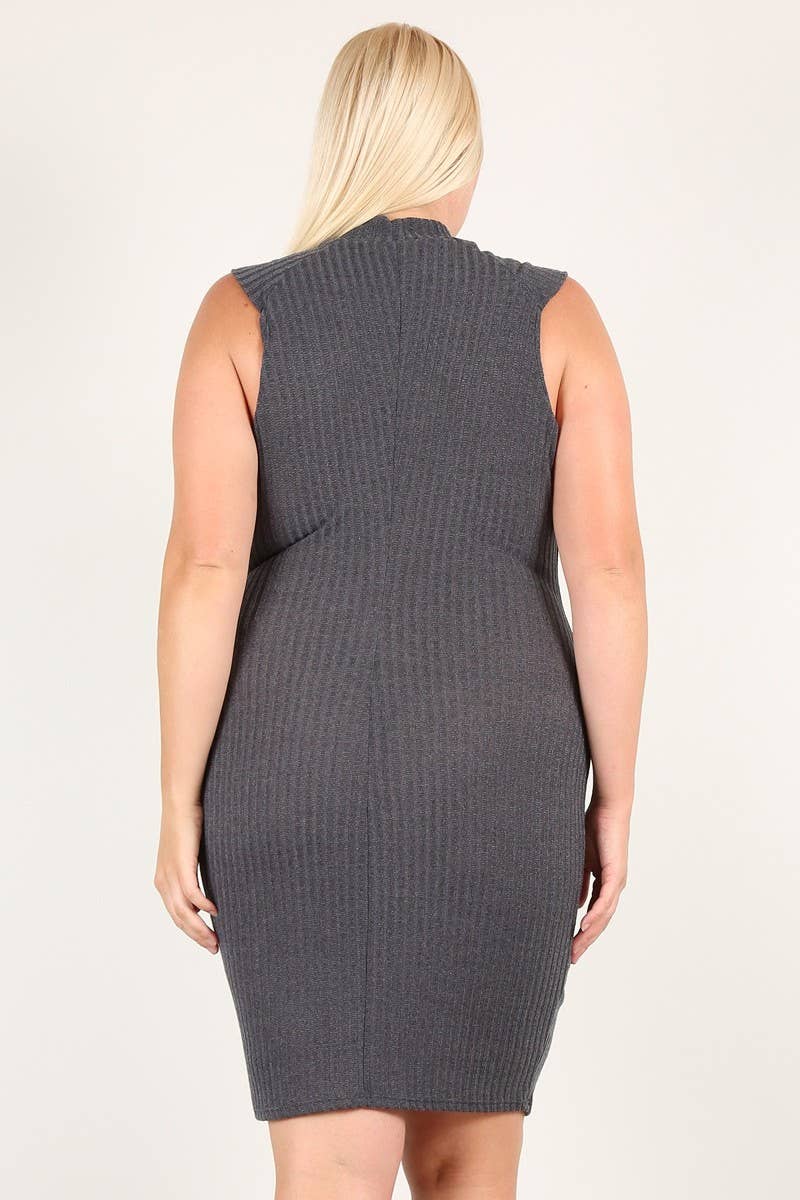 Ribbed Mock Neck Plus Size Dress